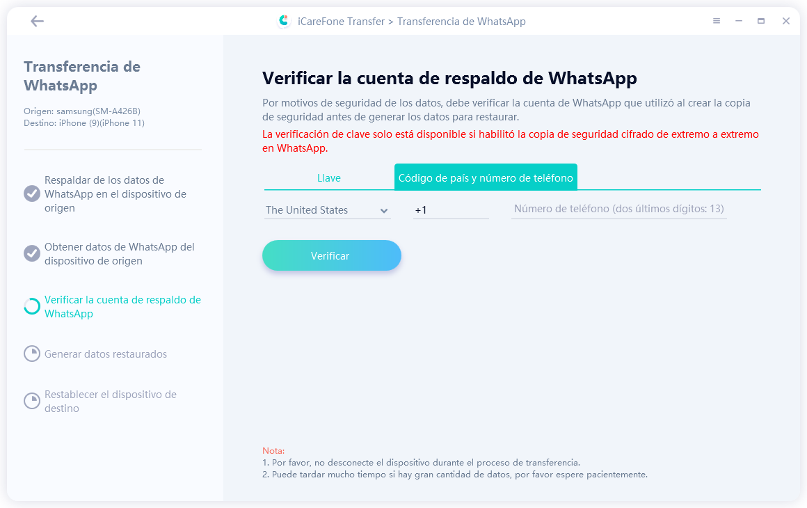 icarefone transferencia whatsapp
