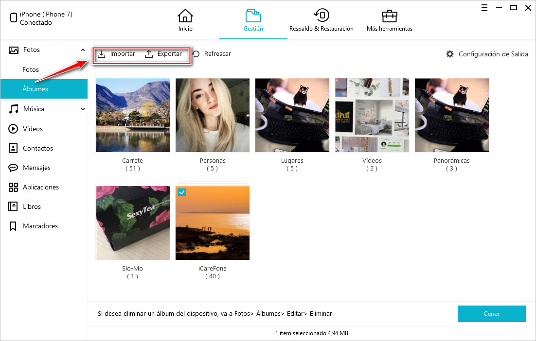 gestionar álbumes fotos