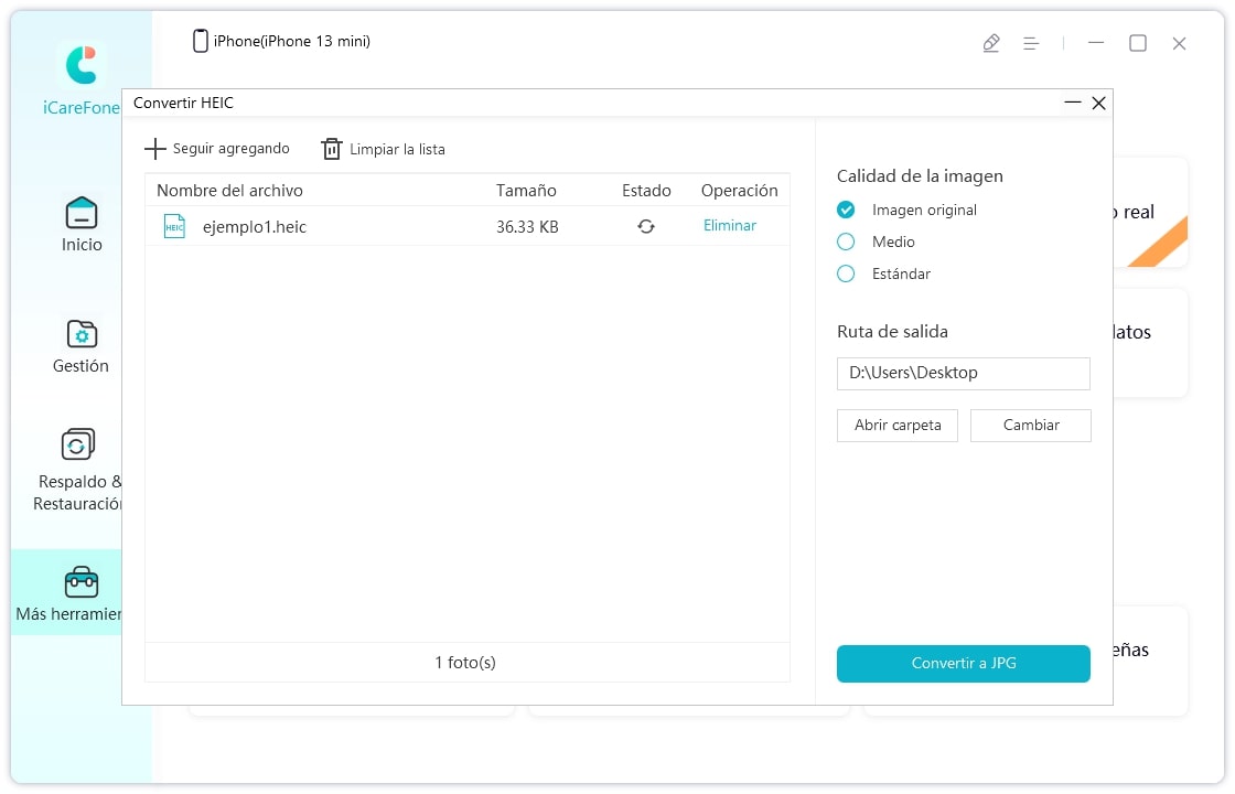iCareFone convertir heic a jpg