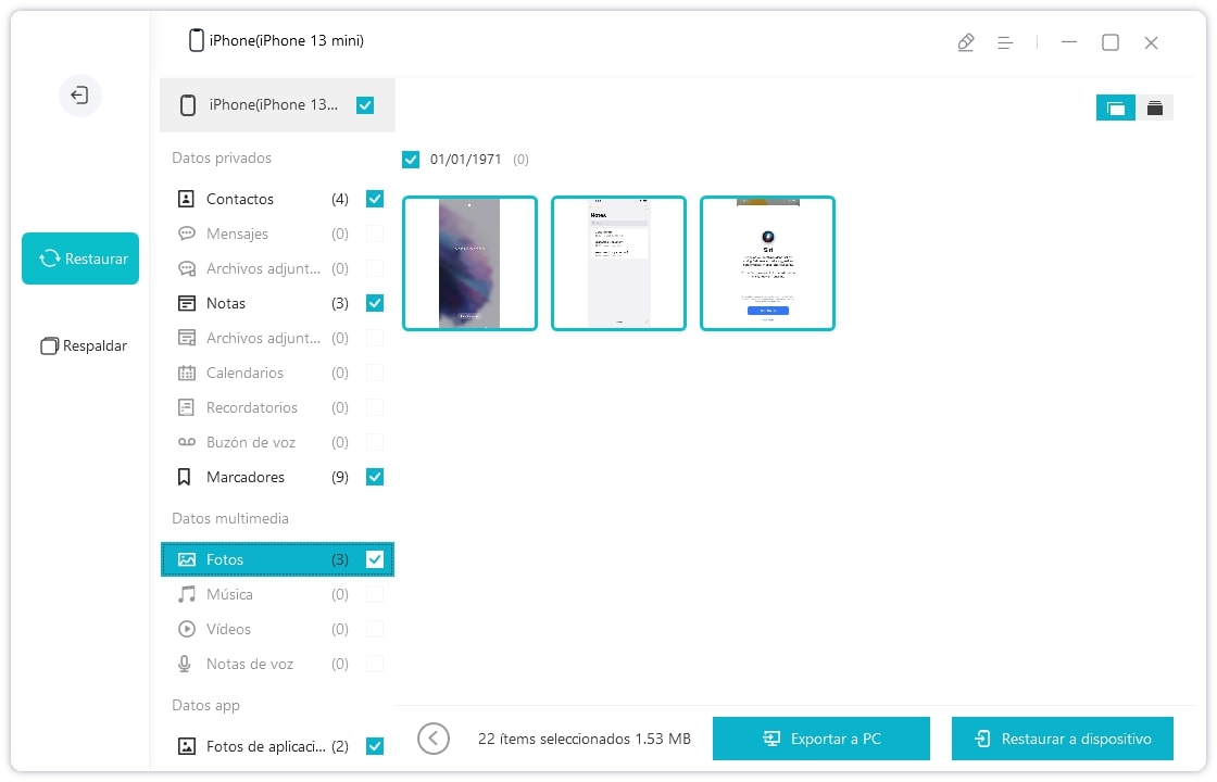 previsualizar y restaurar copias de seguridad - guía de icarefone