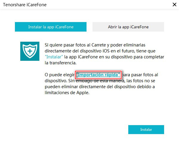 opciones importar fotos iphone