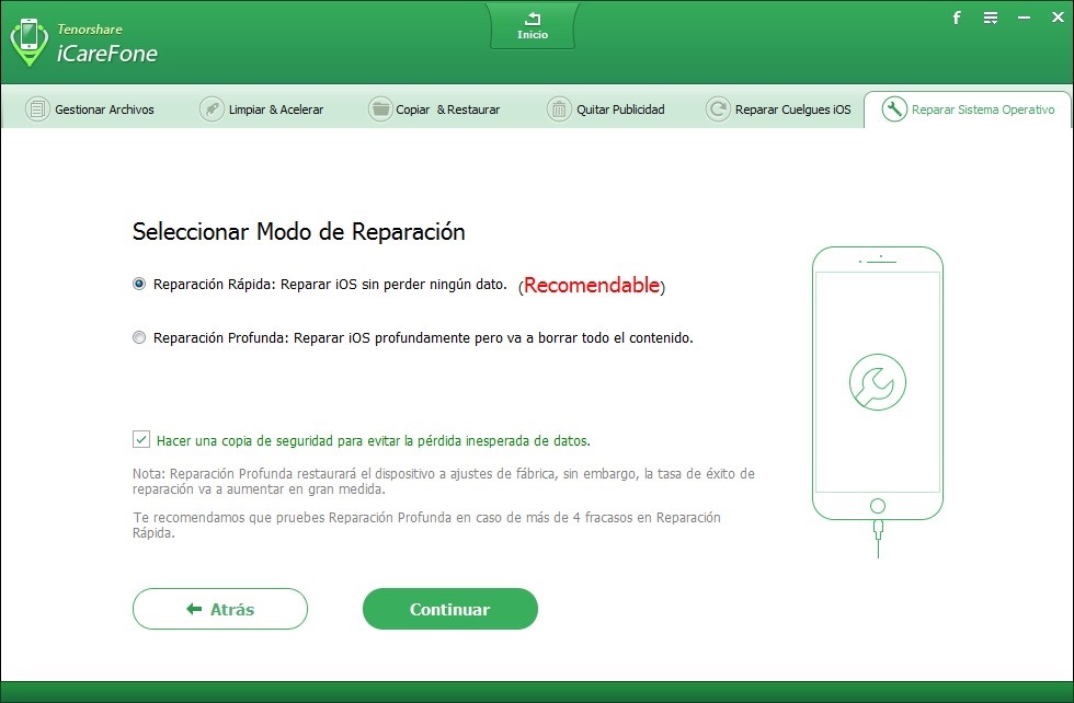 reparar sistema operativo ios