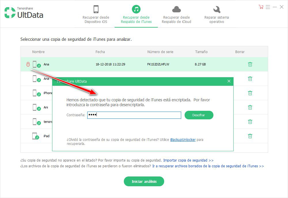 descifrar copia de seguridad itunes