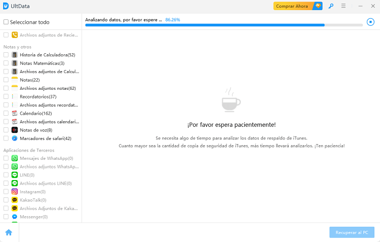 analiza copia de seguridad itunes para recuperar datos de iphone reseteado