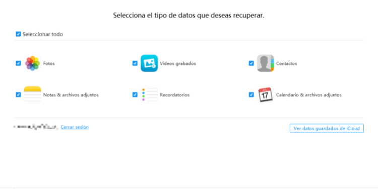 select icloud data type - UltData guide
