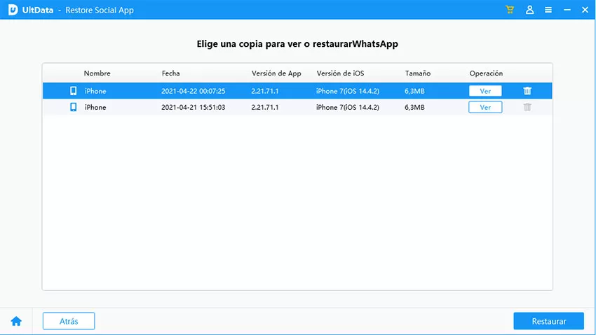 backup social app successfully via UltData