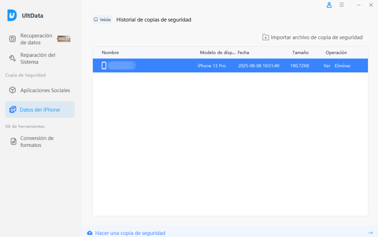 view iphone backup with UltData