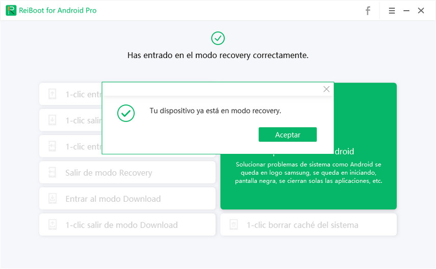 entrar modo recovery con éxito