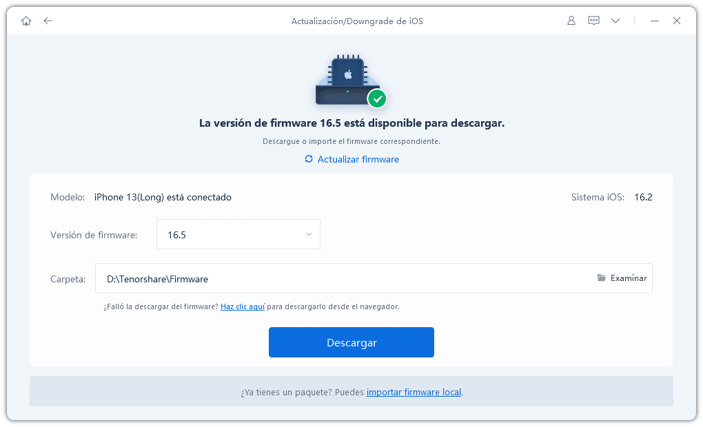 descargar el firmware correspondiente para actualizar