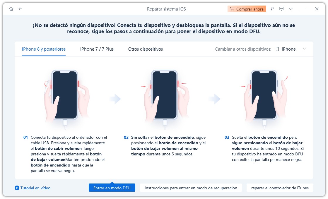 entrar en modo de recuperacion o modo dfu