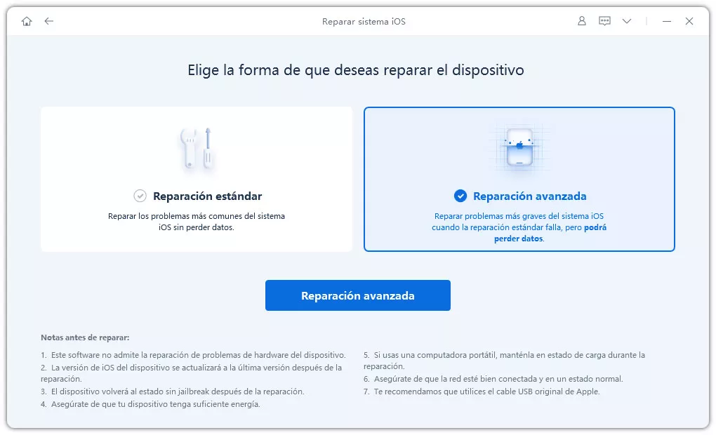 elige reparación avanzada