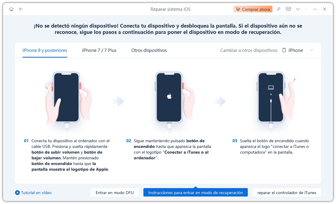 entrar en modo de recuperacion o modo dfu