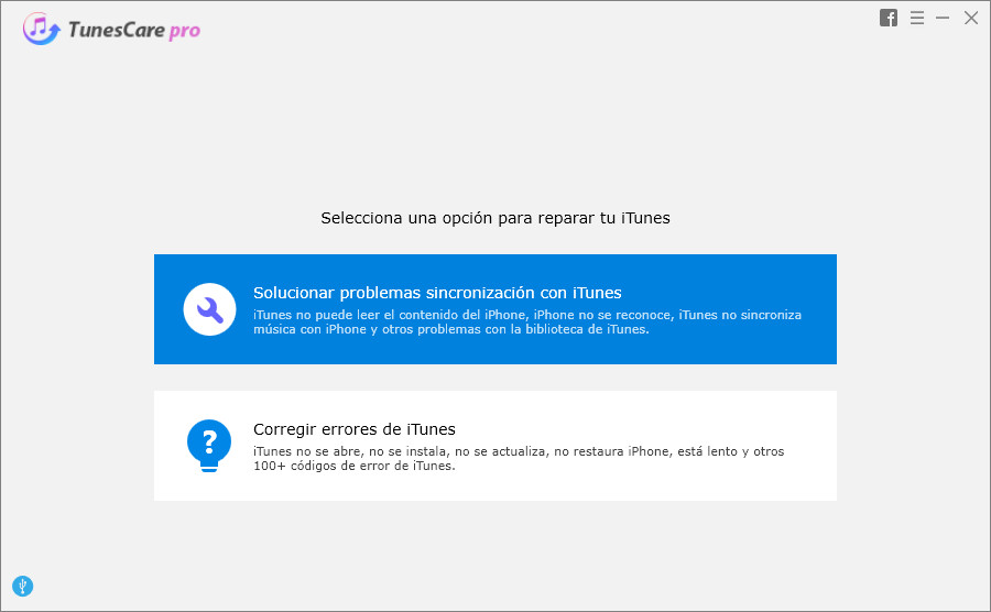 tunescare reparar itunes paso 1