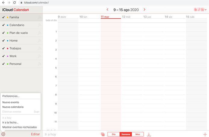abrir calendario en icloud