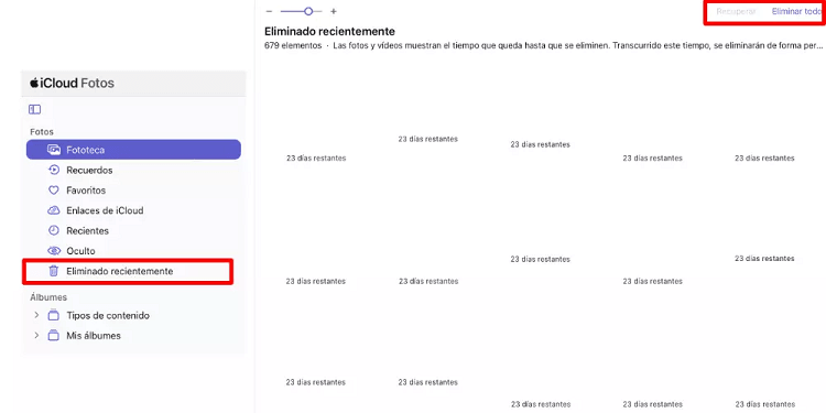seleccionar fotos y recuperarlas