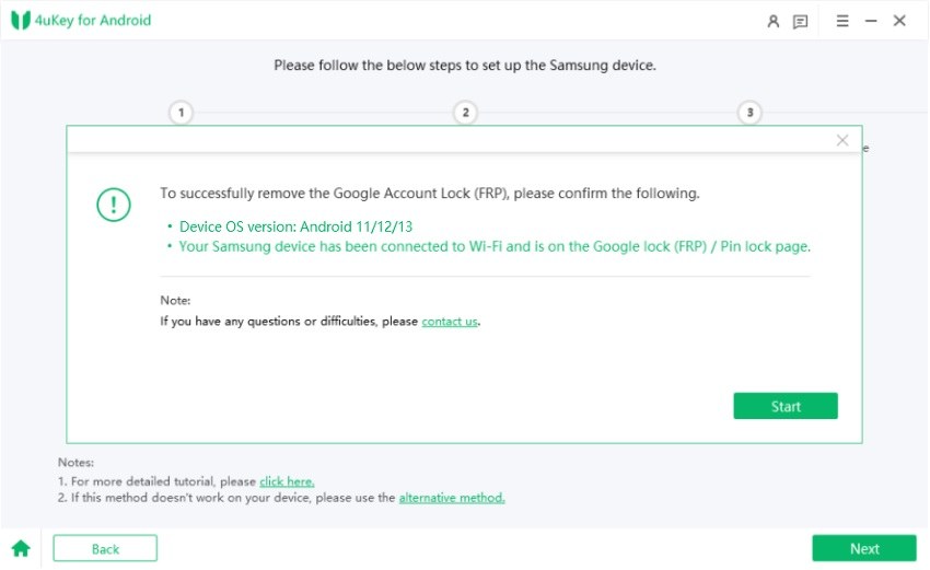 4ukey for android confirm information for removing frp lock