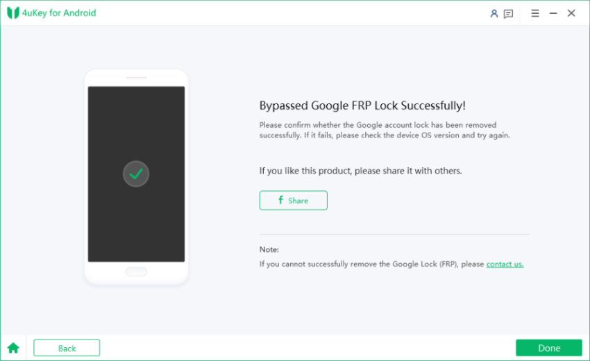 4ukey for android remove google frp lock successfully