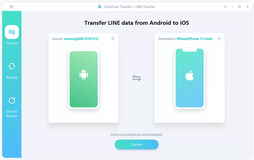 guía de transferencia de icarefone - conectar dispositivos
