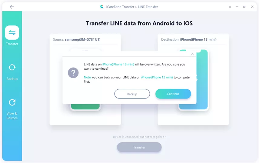 guía de transferencia de icarefone - sobreescribir datos