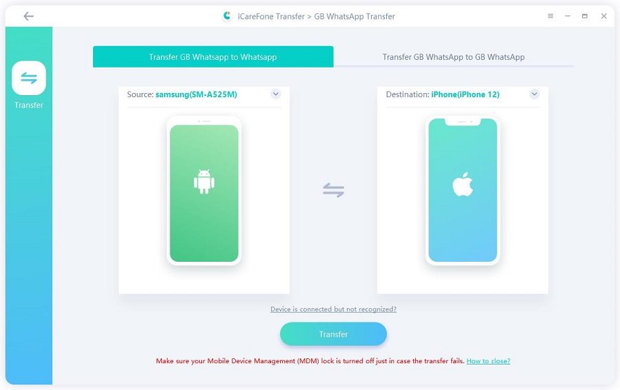 transfer Android GB WhatsApp to iPhone