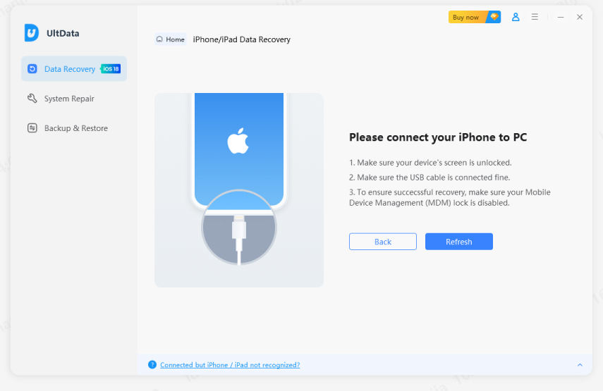 conectar iphone a ultdata