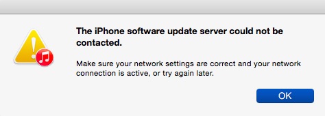 no se pudo contactar con el servidor de actualización de software del iphone