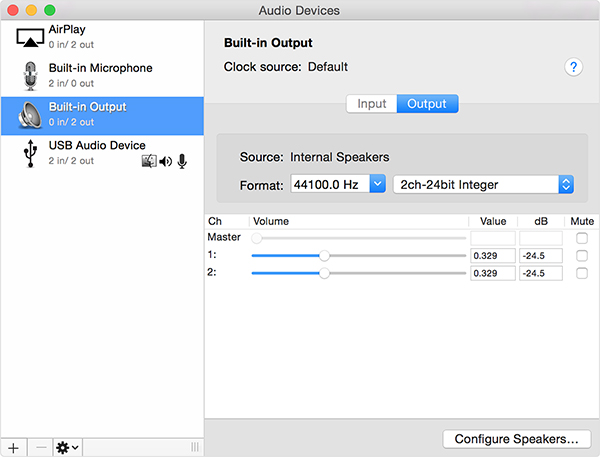 configuración de sonido mac