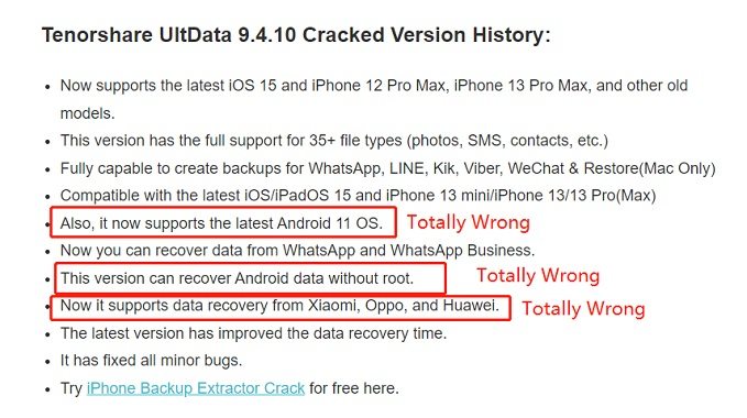 error UltData crack informacion