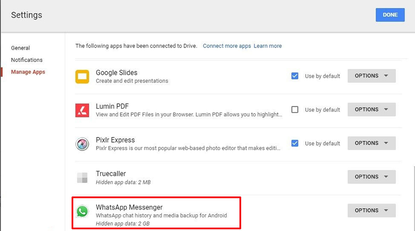 eliminar copia de seguridad de Google drive 3