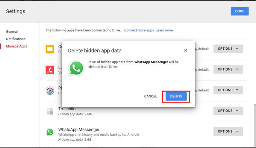 eliminar copia de seguridad de Google drive 5