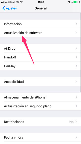 actualización de software