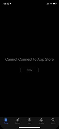 imposible conectarse a app store ios 13