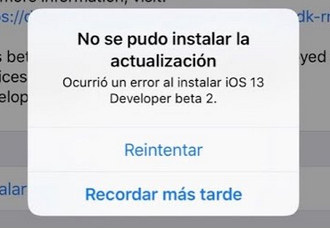 ocurrio un error al instalar ios 13