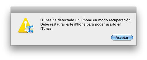 aceptar restaurar iphone