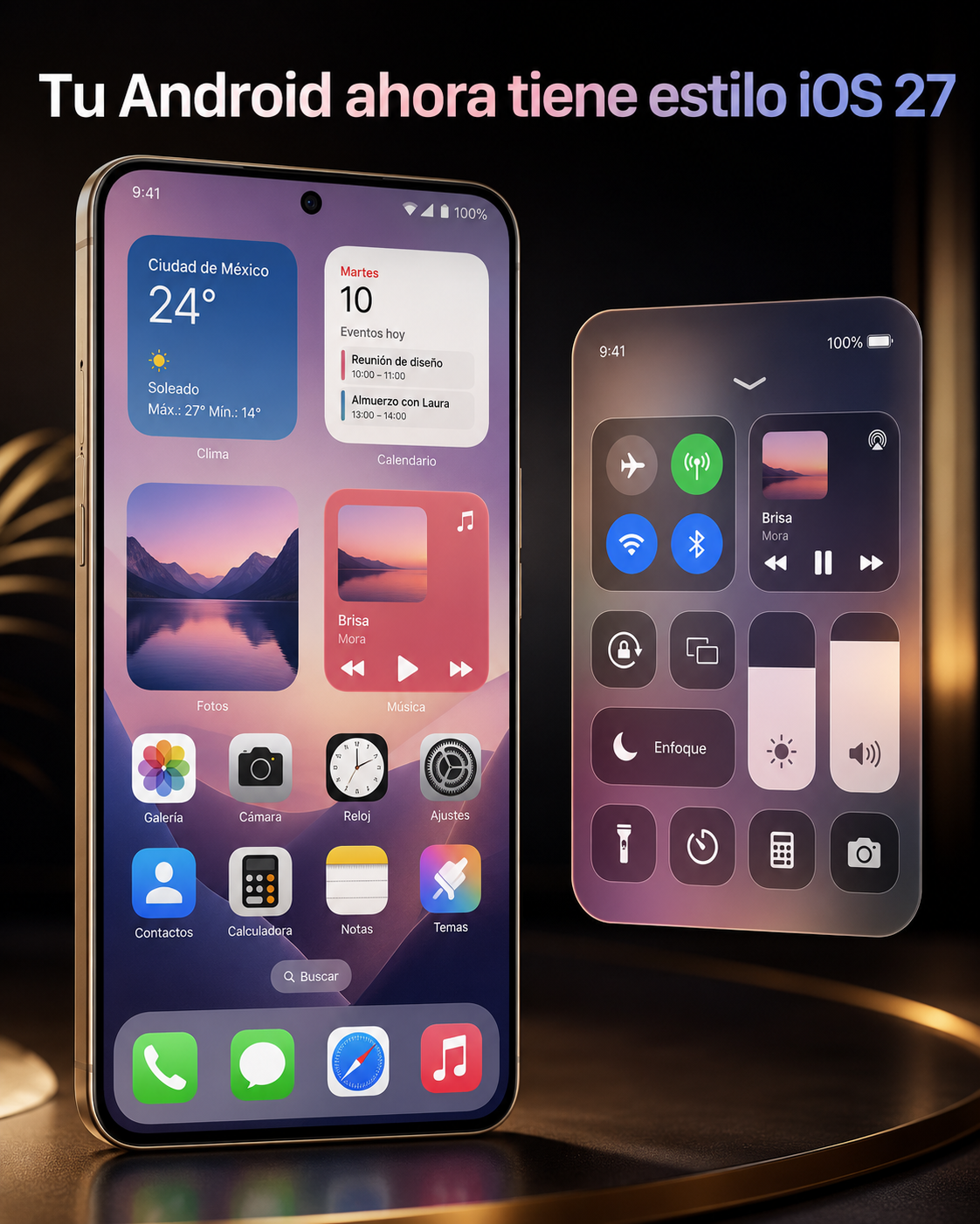 cambiar la pantalla de android a iphone