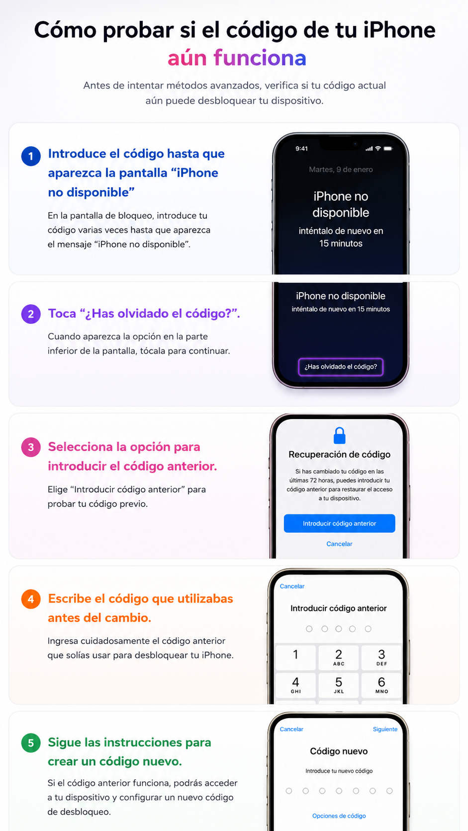cambiar el código dentro de 72 horas
