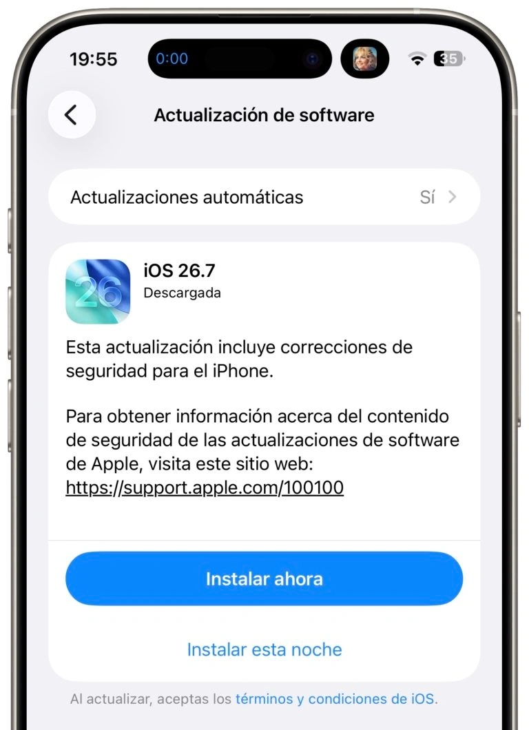 elegir iOS 27 hace que la pantalla muestre iOS 26.7