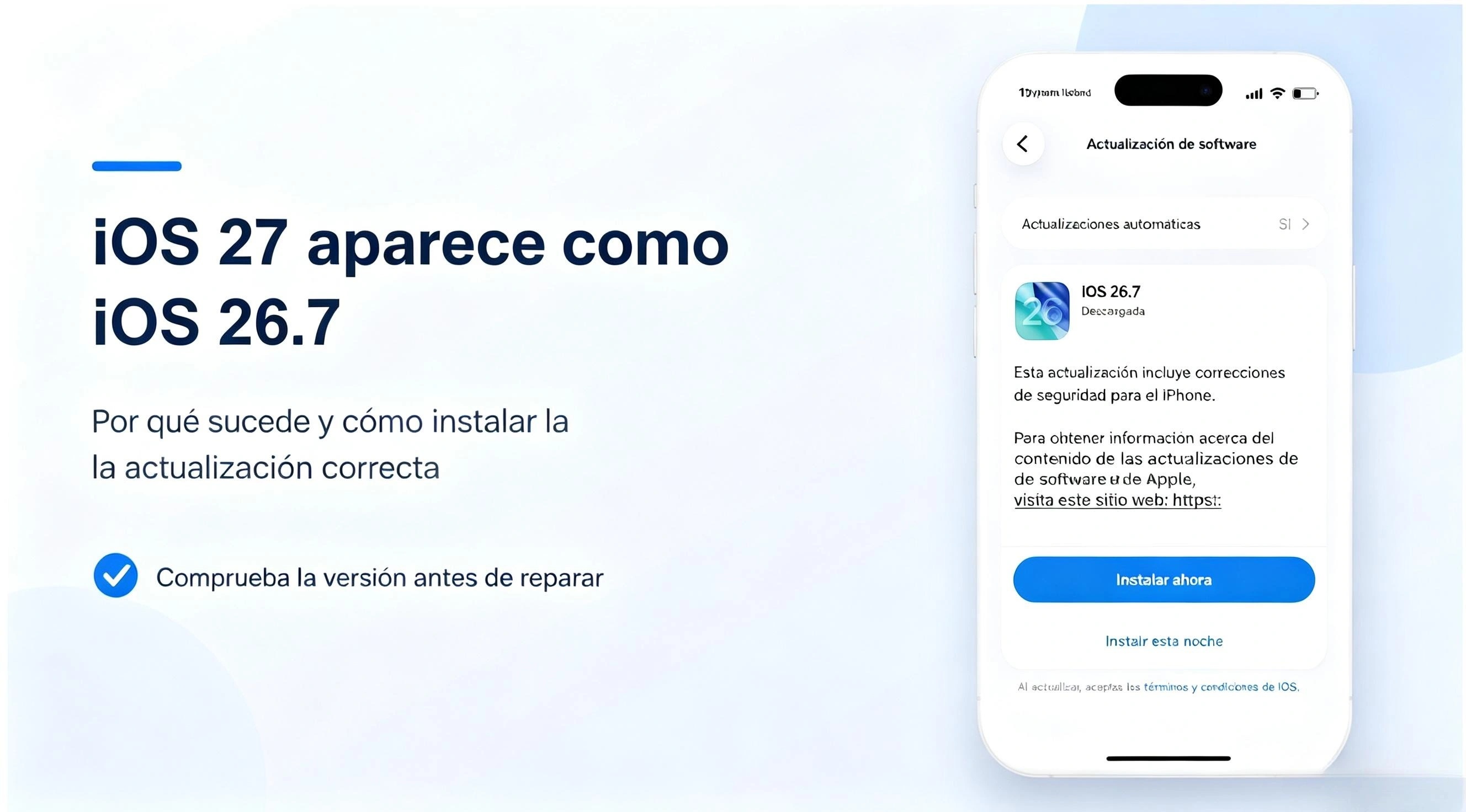 iOS 27 aparece como iOS 26.7 