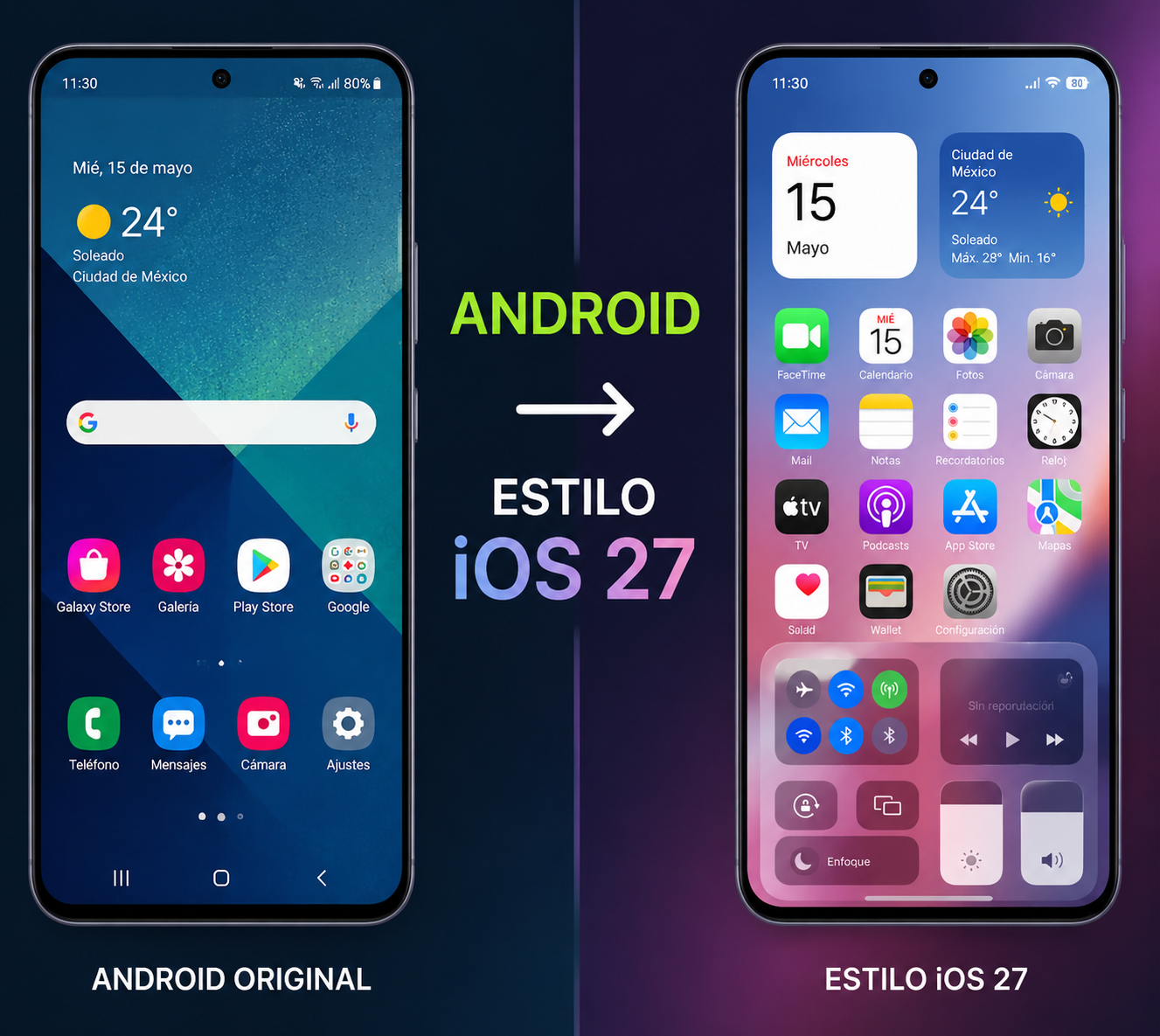 android tener una apariencia iphone