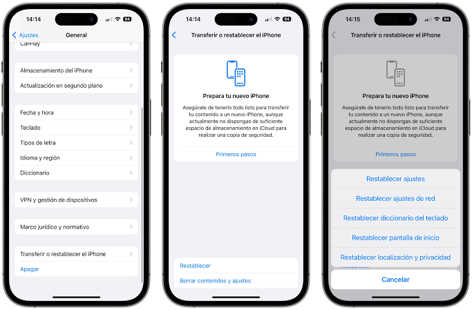 restablecer todos los ajustes para corregir la optimización de Siri