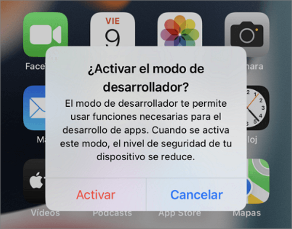 como activar modo desarrollador iphone