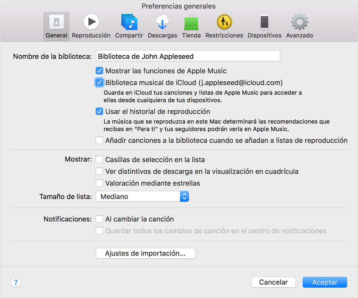 Biblioteca musical de iCloud