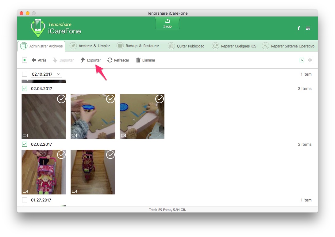 cómo importar un video de mi iphone a mi mac