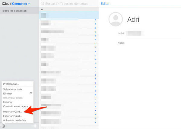 importar contactos a icloud