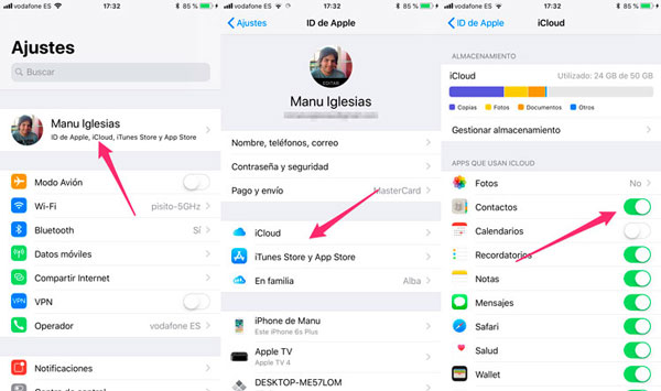 compartir contctos por bluetooth