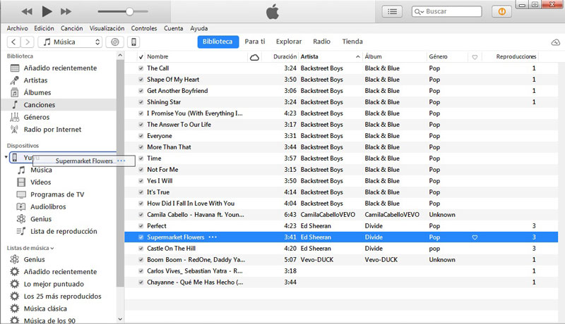 pasar musica con itunes manualmente