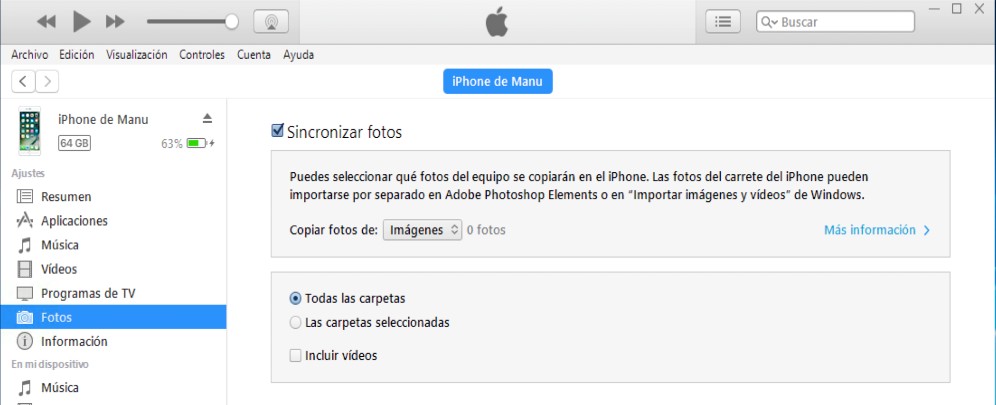 sincronizar iphone con itunes