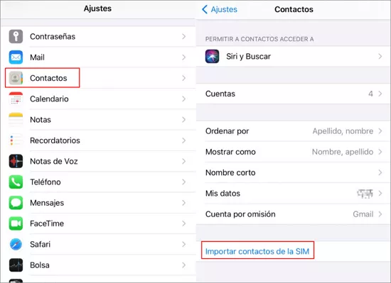 Importar contactos de la SIM