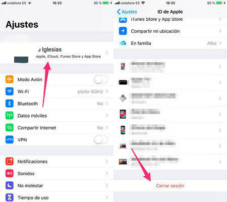 cerrar sesion icloud