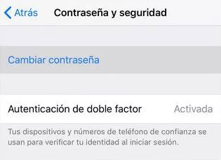 cambiar contrasena iphone
